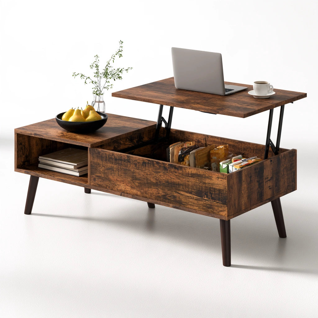 Moderner Couchtisch, aus Holz, Farbe: braun